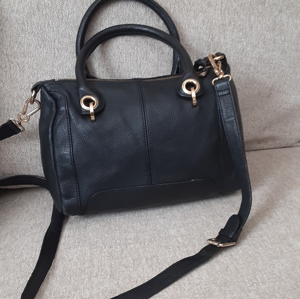 Vince Camuto black leather studded satchel bag - Picture 3 of 11